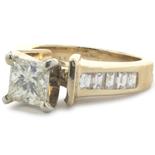 14 Karat Yellow Gold Princess Cut Diamond Engagement Ring