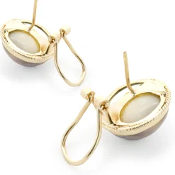 14 Karat Yellow Gold Purple Mabe Pearl Stud Earrings