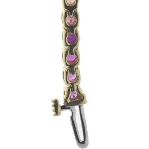 18 Karat Yellow Gold Rainbow Sapphire Tennis Bracelet