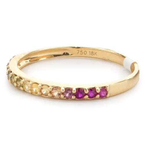 18 Karat Yellow Gold Rainbow Sapphire Band