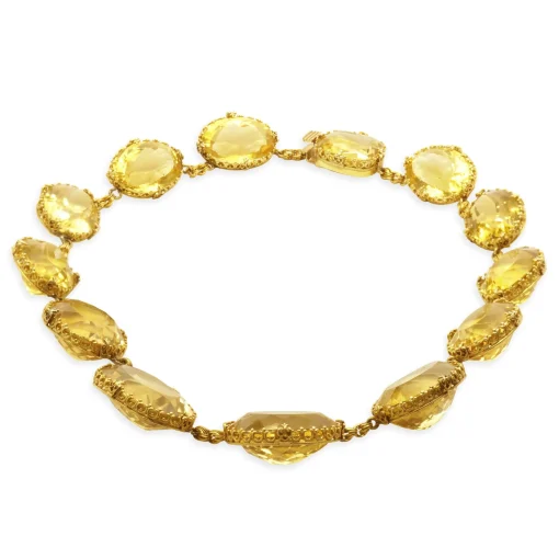 14 Karat Yellow Gold Retro Vintage Citrine Necklace
