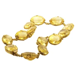 14 Karat Yellow Gold Retro Vintage Citrine Necklace