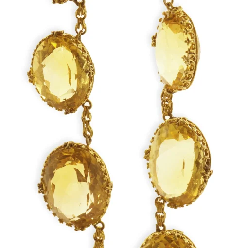 14 Karat Yellow Gold Retro Vintage Citrine Necklace