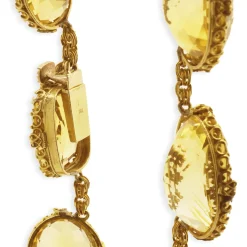 14 Karat Yellow Gold Retro Vintage Citrine Necklace