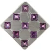 18 Karat Yellow Gold Rhodium Coated Purple Zircon Square Pendant