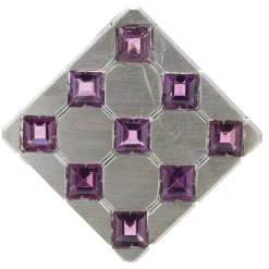 18 Karat Yellow Gold Rhodium Coated Purple Zircon Square Pendant