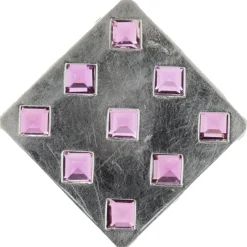 18 Karat Yellow Gold Rhodium Coated Purple Zircon Square Pendant