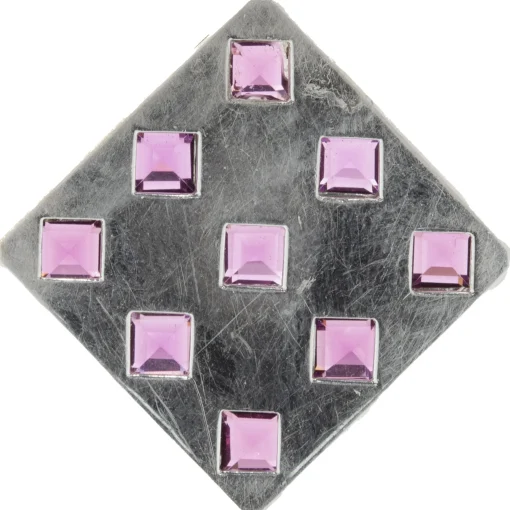 18 Karat Yellow Gold Rhodium Coated Purple Zircon Square Pendant