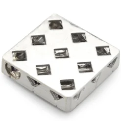 18 Karat Yellow Gold Rhodium Coated Purple Zircon Square Pendant