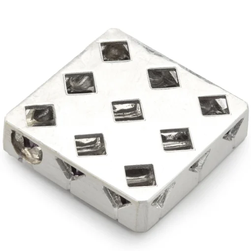 18 Karat Yellow Gold Rhodium Coated Purple Zircon Square Pendant