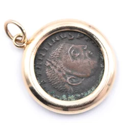 14 Karat Yellow Gold Roman Coin Pendant
