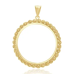 14 Karat Yellow Gold Rope Bezel Coin Pendant