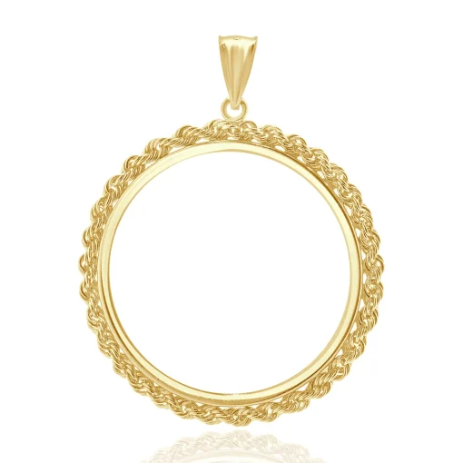 14 Karat Yellow Gold Rope Bezel Coin Pendant