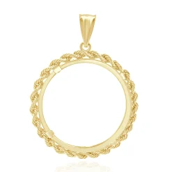 14 Karat Yellow Gold Rope Bezel Coin Pendant