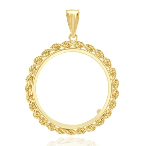 14 Karat Yellow Gold Rope Bezel Coin Pendant