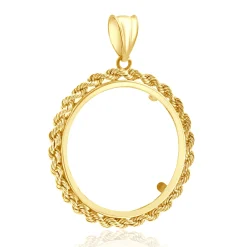 14 Karat Yellow Gold Rope Bezel Coin Pendant
