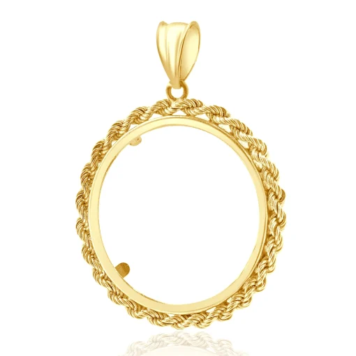 14 Karat Yellow Gold Rope Bezel Coin Pendant