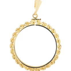 14 Karat Yellow Gold Rope Style Coin Bezel