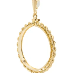 14 Karat Yellow Gold Rope Style Coin Bezel