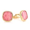 18 Karat Yellow Gold Rose Agate Cufflinks