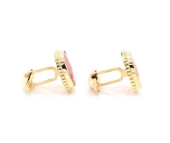 18 Karat Yellow Gold Rose Agate Cufflinks