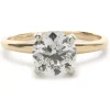 14 Karat Yellow Gold Round Brilliant Cut Diamond Engagement Ring