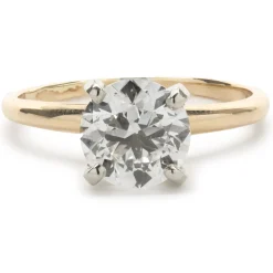 14 Karat Yellow Gold Round Brilliant Cut Diamond Engagement Ring