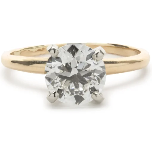 14 Karat Yellow Gold Round Brilliant Cut Diamond Engagement Ring