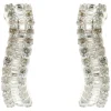 14 Karat Yellow Gold Round and Baguette Diamond Wave Hoop Earrings