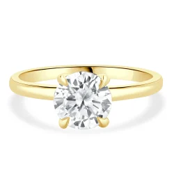 14 Karat Yellow Gold Round Brilliant Cut Diamond Engagement Ring