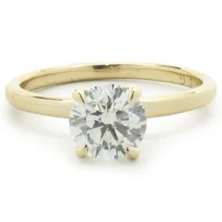 14 Karat Yellow Gold Round Brilliant Cut Diamond Engagement Ring