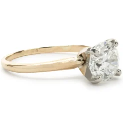 14 Karat Yellow Gold Round Brilliant Cut Diamond Engagement Ring