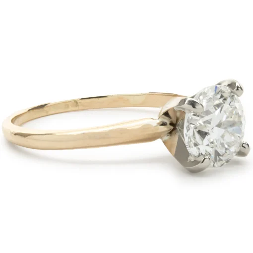 14 Karat Yellow Gold Round Brilliant Cut Diamond Engagement Ring