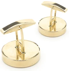 14 Karat Yellow Gold Round Carnelian Cufflinks