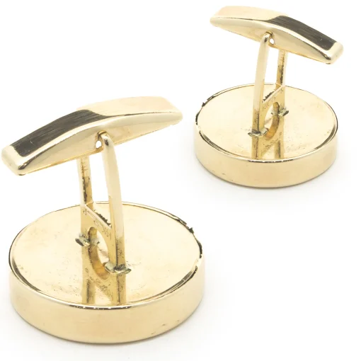 14 Karat Yellow Gold Round Carnelian Cufflinks