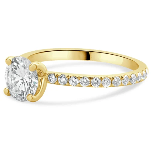 14 Karat Yellow Gold Round Brilliant Cut Diamond Engagement Ring