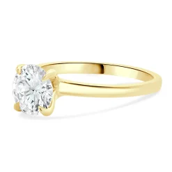 14 Karat Yellow Gold Round Brilliant Cut Diamond Engagement Ring