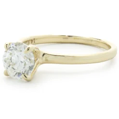 14 Karat Yellow Gold Round Brilliant Cut Diamond Engagement Ring