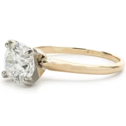 14 Karat Yellow Gold Round Brilliant Cut Diamond Engagement Ring