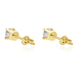 14 Karat Yellow Gold Round Brilliant Cut Diamond Stud Earrings