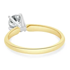 14 Karat Yellow Gold Round Brilliant Cut Diamond Engagement Ring