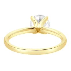 14 Karat Yellow Gold Round Brilliant Cut Diamond Engagement Ring