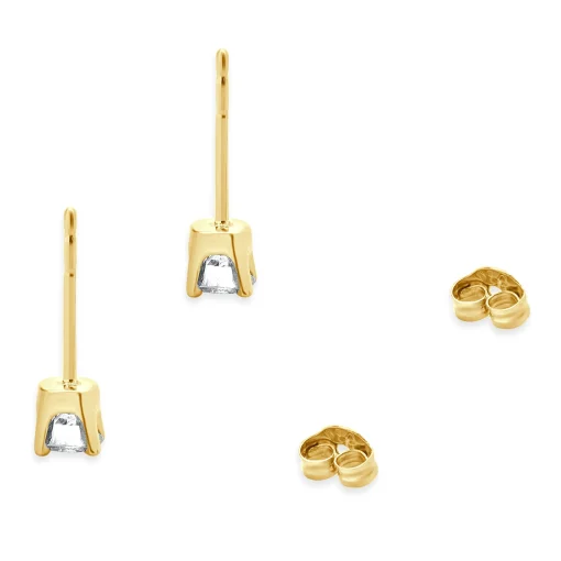 14 Karat Yellow Gold Round Brilliant Cut Diamond Stud Earrings