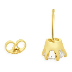 14 Karat Yellow Gold Round European Cut Stud Earrings