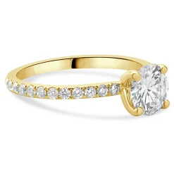 14 Karat Yellow Gold Round Brilliant Cut Diamond Engagement Ring