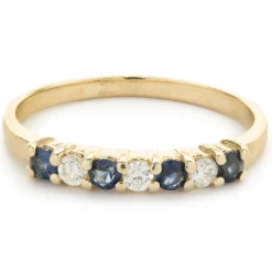 14 Karat Yellow Gold Sapphire and Diamond Band