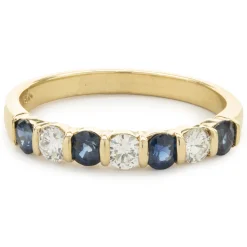 18 Karat Yellow Gold Sapphire and Diamond Band