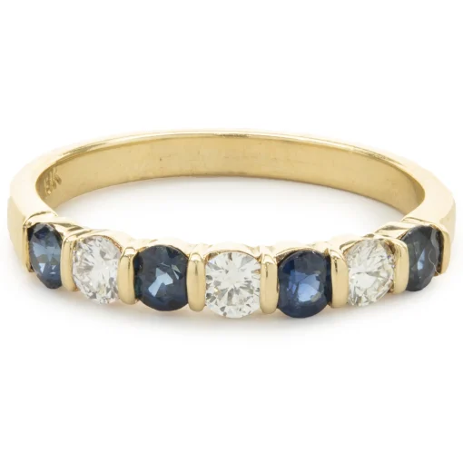18 Karat Yellow Gold Sapphire and Diamond Band