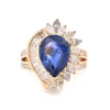 14 Karat Yellow Gold Sapphire and Diamond Cocktail Ring
