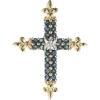 10 Karat Yellow Gold Sapphire and Diamond Cross Pendant